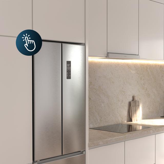 Bolero CoolMarket Combi F2D 395 Inox E Frigorífico Combi Inox Puerta Francesa, MAX INSIDE con VIP tech, Cool Matrix, Cajón Variable 6 temperaturas con control de humedad, Total No Frost, Compresor Inverter Plus, Multi AirFlow, 395L, 185x59,5cm Funciones Fast Cooling y Fast Freezing, Modo Smart, Green HUB XL, Display Exterior, Botellero, Bandejas Cristal y Clase E.