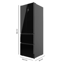 Bolero CoolMarket Combi F2D 395 Black Glass E Frigorífico Combi Cristal Negro Puerta Francesa, MAX INSIDE con VIP tech, Cool Matrix, Cajón Variable 6 temperaturas con control de humedad, Total No Frost, Compresor Inverter Plus, Multi AirFlow, 395 L, 185x59,5cm Funciones Fast Cooling y Fast Freezing, Modo Smart, Green HUB XL, Display Exterior, Botellero, Bandejas Cristal y Clase E.