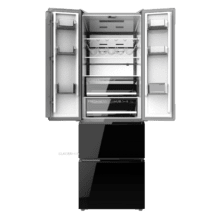 Bolero CoolMarket Combi F2D 395 Black Glass E Frigorífico Combi Cristal Negro Puerta Francesa, MAX INSIDE con VIP tech, Cool Matrix, Cajón Variable 6 temperaturas con control de humedad, Total No Frost, Compresor Inverter Plus, Multi AirFlow, 395 L, 185x59,5cm Funciones Fast Cooling y Fast Freezing, Modo Smart, Green HUB XL, Display Exterior, Botellero, Bandejas Cristal y Clase E.