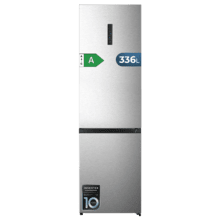 Bolero CoolMarket Combi 336 Inox A Frigorífico Combi Inox Clase A, Apertura 90º, Total No Frost, Fresh Flex, Humidity Flex, Gran Capacidad 336L, Compresor Inverter Plus, Multi AirFlow, Modo ECO, Fast Freezing, Puerta Reversible, Display Exterior, Botellero, Ultra Silencioso 35dB, Medidas 59,5×57,9×201,72 cm