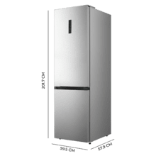 Bolero CoolMarket Combi 336 Inox A Frigorífico Combi Inox Clase A, Apertura 90º, Total No Frost, Fresh Flex, Humidity Flex, Gran Capacidad 336L, Compresor Inverter Plus, Multi AirFlow, Modo ECO, Fast Freezing, Puerta Reversible, Display Exterior, Botellero, Ultra Silencioso 35dB, Medidas 59,5×57,9×201,72 cm
