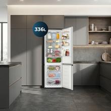 Bolero CoolMarket Combi 336 Inox A Frigorífico Combi Inox Clase A, Apertura 90º, Total No Frost, Fresh Flex, Humidity Flex, Gran Capacidad 336L, Compresor Inverter Plus, Multi AirFlow, Modo ECO, Fast Freezing, Puerta Reversible, Display Exterior, Botellero, Ultra Silencioso 35dB, Medidas 59,5×57,9×201,72 cm