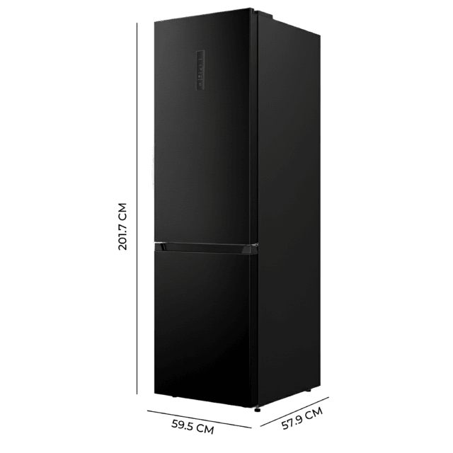 Bolero CoolMarket Combi 336 Dark A Frigorífico Combi Inox Oscuro Clase A, Apertura 90º, Total No Frost, Fresh Flex, Humidity Flex, Gran Capacidad 336L, Compresor Inverter Plus, Multi AirFlow, Modo ECO, Fast Freezing, Puerta Reversible, Display Exterior, Botellero, Ultra Silencioso 35dB, Medidas 59,5×57,9×201,72 cm