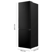 Bolero CoolMarket Combi 336 Dark A Frigorífico Combi Inox Oscuro Clase A, Apertura 90º, Total No Frost, Fresh Flex, Humidity Flex, Gran Capacidad 336L, Compresor Inverter Plus, Multi AirFlow, Modo ECO, Fast Freezing, Puerta Reversible, Display Exterior, Botellero, Ultra Silencioso 35dB, Medidas 59,5×57,9×201,72 cm