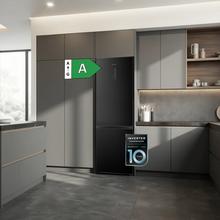 Bolero CoolMarket Combi 336 Dark A Frigorífico Combi Inox Oscuro Clase A, Apertura 90º, Total No Frost, Fresh Flex, Humidity Flex, Gran Capacidad 336L, Compresor Inverter Plus, Multi AirFlow, Modo ECO, Fast Freezing, Puerta Reversible, Display Exterior, Botellero, Ultra Silencioso 35dB, Medidas 59,5×57,9×201,72 cm