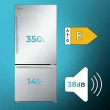 Bolero CoolMarket Combi FD 499 Inox E Cecotec Bolero CoolMarket Combi FD 499 Inox E: Frigorífico Americano Combi Puerta Francesa Inox con Ancho Extra 75,9cm, Capacidad 499L, MetalFlex Cooling, Green HUB, AuraLED, Display Electrónico, Total NoFrost, Compresor Inverter Plus, Fast Freezing & Cooling y Modo Smart