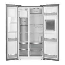 Bolero CoolMarket SBS 556 WID Inox E Frigorífico Americano SBS Inox con Dispensador Automático de Agua y Hielo, Filtro de Agua, HomeBar, Extra Capacidad 556L, Door Display, MetalFlex Cooling, Multi AirFlow, Total NoFrost, Compresor Inverter Plus, Luz LED, Fast Freezing, Fast Cooling & Apertura de Puerta a 90º