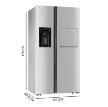 Bolero CoolMarket SBS 556 WID Inox E Frigorífico Americano SBS Inox con Dispensador Automático de Agua y Hielo, Filtro de Agua, HomeBar, Extra Capacidad 556L, Door Display, MetalFlex Cooling, Multi AirFlow, Total NoFrost, Compresor Inverter Plus, Luz LED, Fast Freezing, Fast Cooling & Apertura de Puerta a 90º