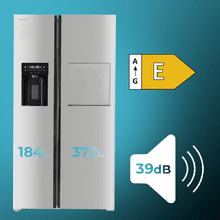 Bolero CoolMarket SBS 556 WID Inox E Frigorífico Americano SBS Inox con Dispensador Automático de Agua y Hielo, Filtro de Agua, HomeBar, Extra Capacidad 556L, Door Display, MetalFlex Cooling, Multi AirFlow, Total NoFrost, Compresor Inverter Plus, Luz LED, Fast Freezing, Fast Cooling & Apertura de Puerta a 90º
