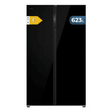 Bolero CoolMarket SBS 623 Black Glass E Frigorífico Americano SBS acabado cristal negro con Super Capacidad de 623L, Laterales 8mm, Freshness Flex HUB 25L con Modos Green, Chill y Fresh, Display Full Color, MetalFlex Cooling, Green HUB con HumidPad, Anti-bacteria Freshness, AuraLED, Multi AirFlow, Total NoFrost, Compresor Inverter Plus, Fast Freezing & Cooling, Modo Smart y Apertura Puerta 90º