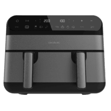 Cecofry Advance 9000 Full Inox Freidora de aire digital de 9 L de capacidad y 2800 W de potencia y pared divisoria móvil para optar entre dos cestillos con temperatura dual o convertirse en una sola cubeta.