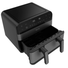 Cecofry Advance 9000 Full Inox Freidora de aire digital de 9 L de capacidad y 2800 W de potencia y pared divisoria móvil para optar entre dos cestillos con temperatura dual o convertirse en una sola cubeta.