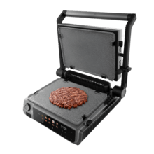 Rock'nGrill 2000 Smash PerfectCook Parrilla eléctrica de 2000W con sonda de temperatura, tecnología smokeless, función smash y placas extraíbles y reversibles con revestimiento RockStone aptas para lavavajillas y apertura de 180º.