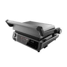 Rock'nGrill 2000 Smash PerfectCook Griglia elettrica da 2000 W con tecnologia Smokeless, che regola il tempo e la temperatura in funzione della modalità e il punto di cottura selezionati, piastre estraibili con rivestimento RockStone lavabili in lavastoviglie e apertura 180º.