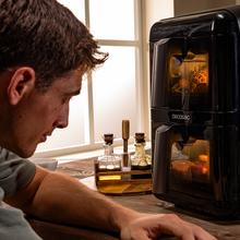 Cecofry DuoLevel 12000 Window Friggitrice ad aria da 12L con finestre, con cestelli sovrapposti da 6 litri, potenza di 2900 W, controllo touch e 10 programmi preimpostati per una cottura veloce e salutare.