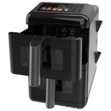 Cecofry DuoLevel 12000 Window Friggitrice ad aria da 12L con finestre, con cestelli sovrapposti da 6 litri, potenza di 2900 W, controllo touch e 10 programmi preimpostati per una cottura veloce e salutare.