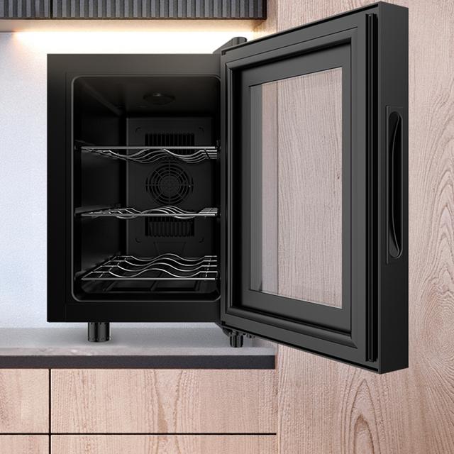 Bolero GrandSommelier 600 CoolCrystal Vinoteca Termoeléctrica, Capacidad 6 Botellas, Silenciosa 35dB, Temperatura 8 a 18ºC, Humedad 50%-80%, Estantes Metálicos, Control Táctil, Clasae E, Luz LED, Negra