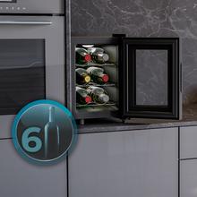 Bolero GrandSommelier 600 CoolCrystal Vinoteca Termoeléctrica, Capacidad 6 Botellas, Silenciosa 35dB, Temperatura 8 a 18ºC, Humedad 50%-80%, Estantes Metálicos, Control Táctil, Clasae E, Luz LED, Negra