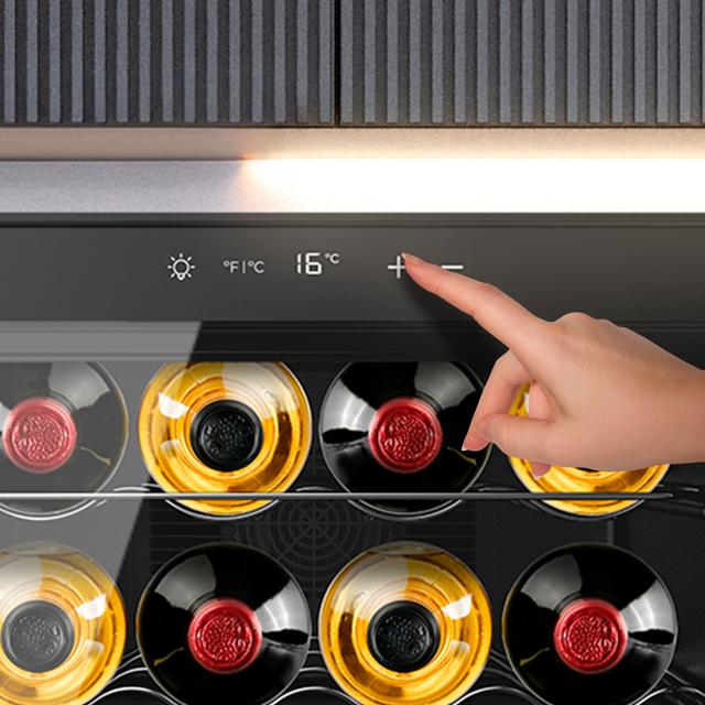Bolero GrandSommelier 800H CoolCrystal Vinoteca Termoeléctrica Horizontal, Capacidad 8 Botellas, Silenciosa 35dB, Temperatura 8 a 18ºC, Humedad 50%-80%, Estantes Metálicos, Control Táctil, Clase E, Luz LED, Negra