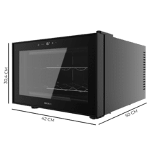 Bolero GrandSommelier 800H CoolCrystal Cave à vin thermoélectrique horizontale, capacité pour 8 bouteilles, 35 dB, température de 8 à 18 ºC, humidité de 50 %-80 %, clayettes en métal, contrôle tactile, classe E, éclairage LED, couleur noire