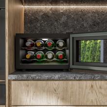 Bolero GrandSommelier 800H CoolCrystal Vinoteca Termoeléctrica Horizontal, Capacidad 8 Botellas, Silenciosa 35dB, Temperatura 8 a 18ºC, Humedad 50%-80%, Estantes Metálicos, Control Táctil, Clase E, Luz LED, Negra