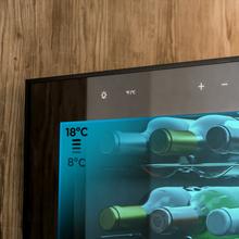 Bolero GrandSommelier 800H CoolCrystal Vinoteca Termoeléctrica Horizontal, Capacidad 8 Botellas, Silenciosa 35dB, Temperatura 8 a 18ºC, Humedad 50%-80%, Estantes Metálicos, Control Táctil, Clase E, Luz LED, Negra