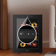 Bolero GrandSommelier 1255 CoolCrystal Vinoteca Termoeléctrica, Capacidad 12 Botellas, Silenciosa 35dB, Temperatura 8 a 18ºC, Humedad 50%-80%, Estantes Metálicos, Control Táctil, Clase E, Luz LED, Negra