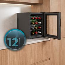 Bolero GrandSommelier 1255 CoolCrystal Vinoteca Termoeléctrica, Capacidad 12 Botellas, Silenciosa 35dB, Temperatura 8 a 18ºC, Humedad 50%-80%, Estantes Metálicos, Control Táctil, Clase E, Luz LED, Negra