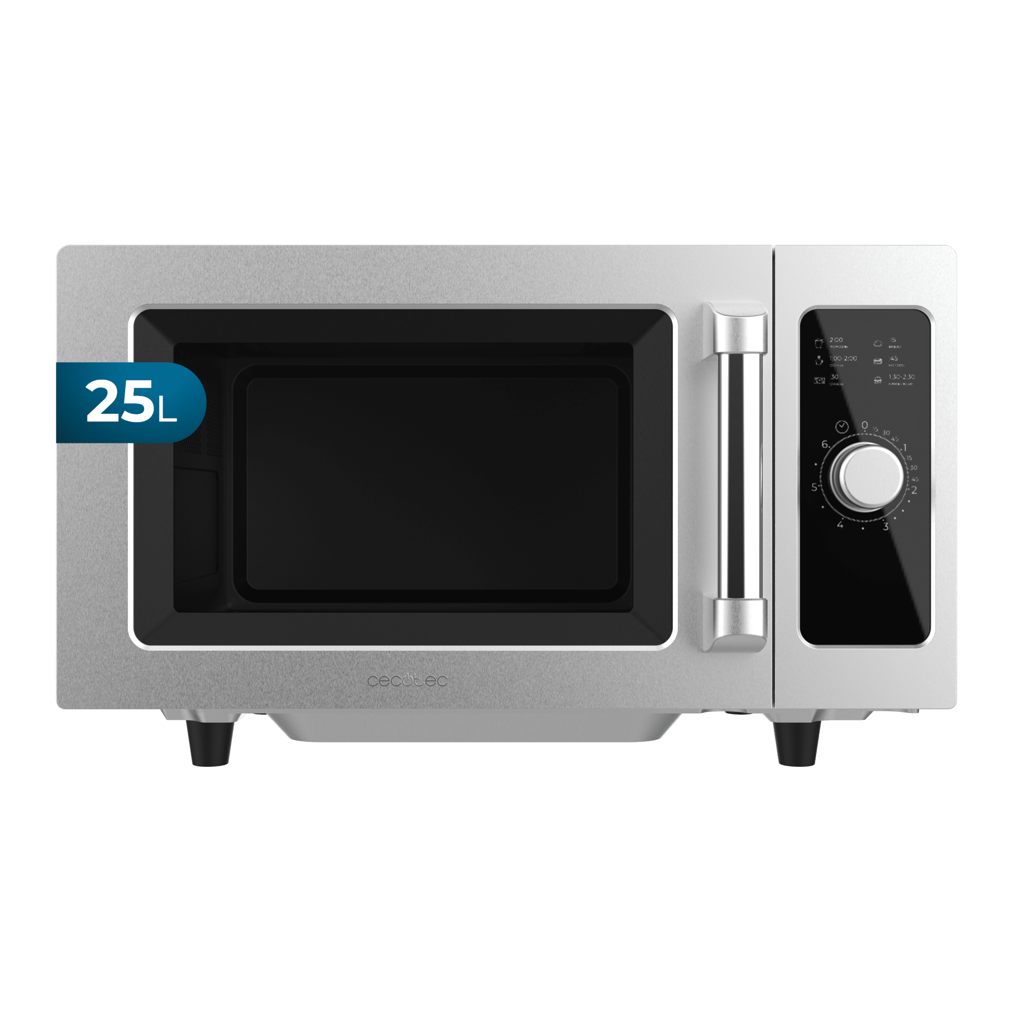 FlatPro 2500 Gewerbliche Mikrowelle mit Drehknopf, 25 L und 1000 W.