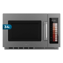 FlatPro 3400 Microondas comercial con botones táctiles de 34L y 2100 W.