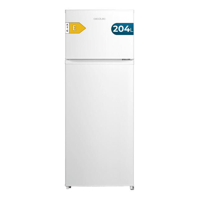 Bolero CoolMarket 2D 204 White E Frigorífico 2 puertas blanco, Control Mecánico, Gran Capacidad 204L (163L Frigorífico + 41L Congelador), Medidas Reducidas 143x55x55 cm, Iluminación LED, Compresor Inverter Plus, Tecnología Cíclica, Silencioso, Tirador Integrado, Puerta Reversible