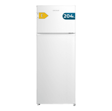 Bolero CoolMarket 2D 204 White E Frigorífico 2 puertas blanco, Control Mecánico, Gran Capacidad 204L (163L Frigorífico + 41L Congelador), Medidas Reducidas 143x55x55 cm, Iluminación LED, Compresor Inverter Plus, Tecnología Cíclica, Silencioso, Tirador Integrado, Puerta Reversible