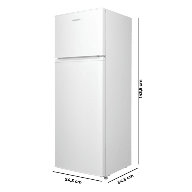 Bolero CoolMarket 2D 204 White E Frigorífico 2 puertas blanco, Control Mecánico, Gran Capacidad 204L (163L Frigorífico + 41L Congelador), Medidas Reducidas 143x55x55 cm, Iluminación LED, Compresor Inverter Plus, Tecnología Cíclica, Silencioso, Tirador Integrado, Puerta Reversible