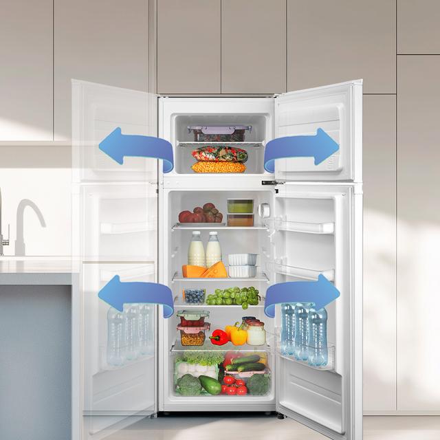 Bolero CoolMarket 2D 204 White E Frigorífico 2 puertas blanco, Control Mecánico, Gran Capacidad 204L (163L Frigorífico + 41L Congelador), Medidas Reducidas 143x55x55 cm, Iluminación LED, Compresor Inverter Plus, Tecnología Cíclica, Silencioso, Tirador Integrado, Puerta Reversible