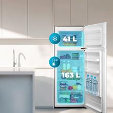 Bolero CoolMarket 2D 204 White E Frigorífico 2 puertas blanco, Control Mecánico, Gran Capacidad 204L (163L Frigorífico + 41L Congelador), Medidas Reducidas 143x55x55 cm, Iluminación LED, Compresor Inverter Plus, Tecnología Cíclica, Silencioso, Tirador Integrado, Puerta Reversible