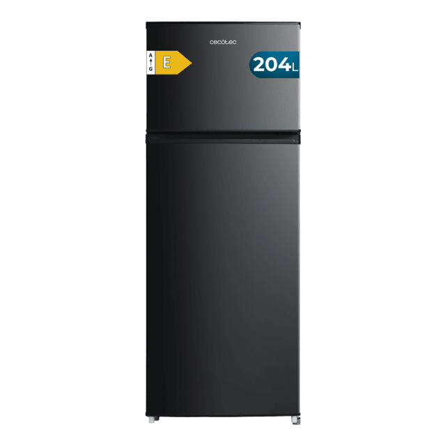 Bolero CoolMarket 2D 204 Black E Frigorífico 2 puertas negro, control mecánico, Gran Capacidad 204L (163L Frigorífico + 41L Congelador), Medidas Reducidas 143x55x55 cm, Iluminación LED, Compresor Inverter Plus, Tecnología Cíclica, Silencioso, Tirador Integrado, Puerta Reversible