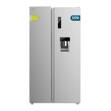 Bolero CoolMarket SBS 559 Inox C Frigorífico americano con 559 litros de capacidad, 177x91 cm, Clase C, NoFrost, Compresor Inverter, Dispensador de Agua con depósito, Display en puerta, Fast Freezing, Modo Smart, MultiAirFlow