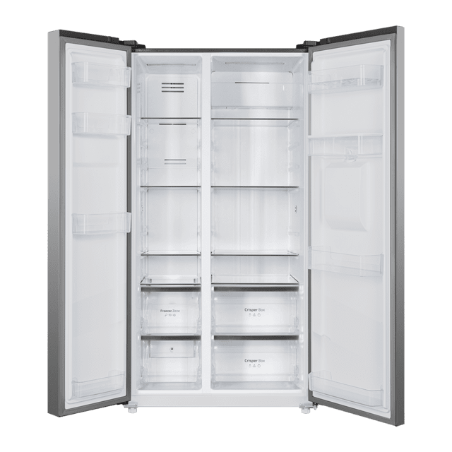 Bolero CoolMarket SBS 559 Inox C Frigorífico americano con 559 litros de capacidad, 177x91 cm, Clase C, NoFrost, Compresor Inverter, Dispensador de Agua con depósito, Display en puerta, Fast Freezing, Modo Smart, MultiAirFlow