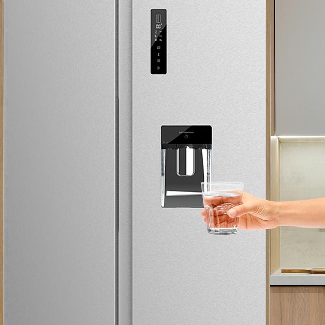 Bolero CoolMarket SBS 559 Inox C Frigorífico americano con 559 litros de capacidad, 177x91 cm, Clase C, NoFrost, Compresor Inverter, Dispensador de Agua con depósito, Display en puerta, Fast Freezing, Modo Smart, MultiAirFlow