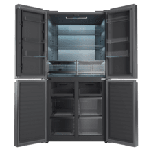 Bolero CoolMarket 4D 503 Inox D Frigorífico 4 Puertas Inox, 503 Litros, 177.5x85.3x69.8cm, Clase D, Compresor Inverter, Interior Gris, MetalFlexCooling, Cajón Temperatura Variable 0ºC a 7ºC, Cajón Regulación Humedad, Display a Color, NoFrost, MultiAirFlow, FastCooling, FastFreezing, Alarma, Modo ECO, Luz LED