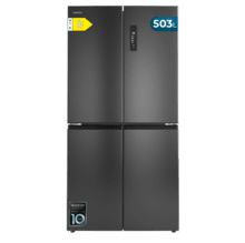 Bolero CoolMarket 4D 503 Dark D Frigorífico 4 Puertas Dark, 503 Litros, 177.5x85.3x69.8cm, Clase D, Compresor Inverter, Interior Gris, MetalFlexCooling, Cajón Temperatura Variable 0ºC a 7ºC, Cajón Regulación Humedad, Display a Color, NoFrost, MultiAirFlow, FastCooling, FastFreezing, Alarma, Modo ECO, Luz LED