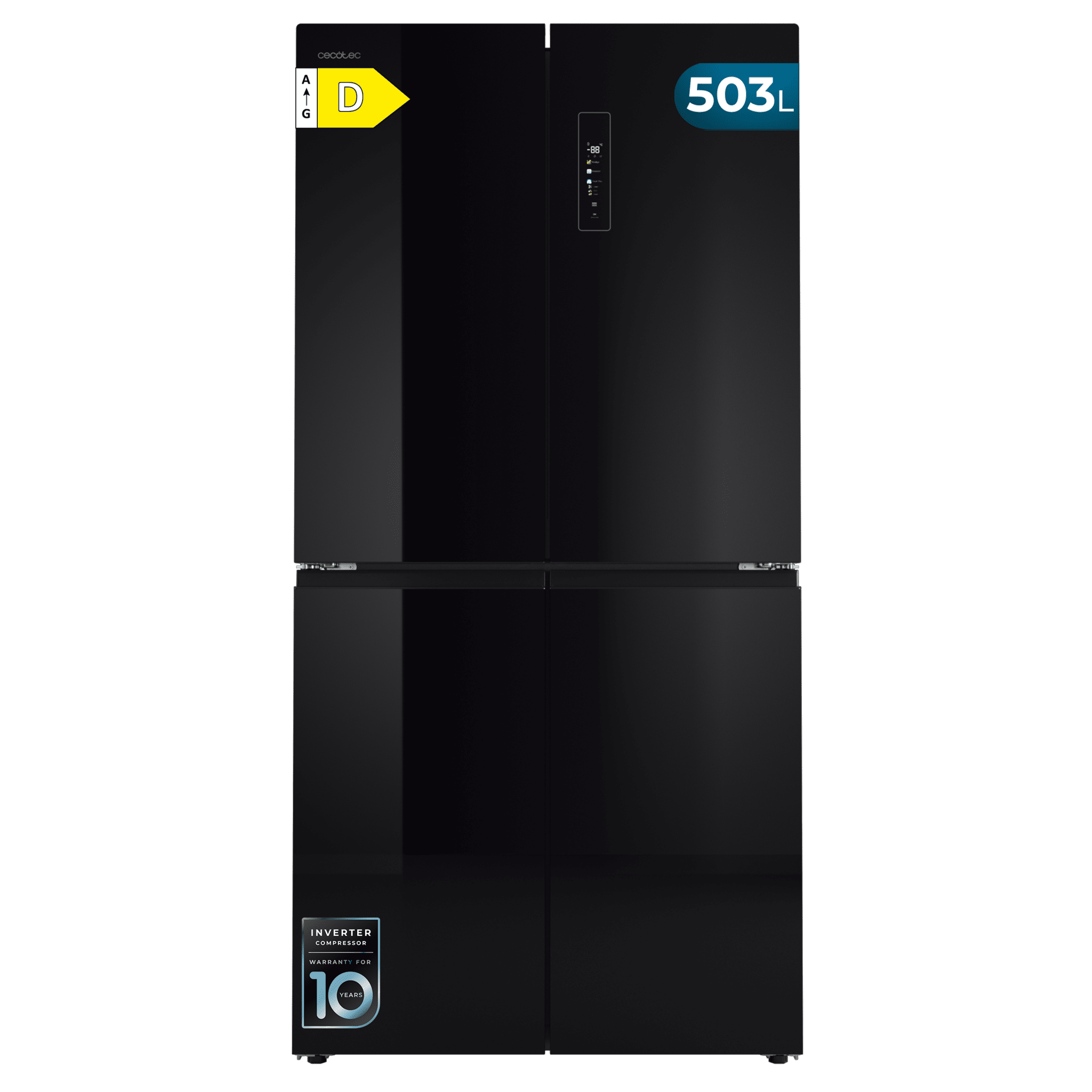 Bolero CoolMarket 4D 503 Black Glass D Réfrigérateur américain de 503 ...