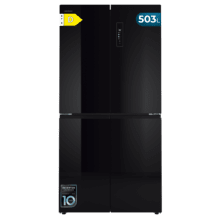 Bolero CoolMarket 4D 503 Black Glass D Frigorífico 4 Puertas Cristal Negro, 503 Litros, 177.5x85.3x69.8cm, Clase D, Compresor Inverter, Interior Gris, MetalFlexCooling, Cajón Temperatura Variable 0ºC a 7ºC, Cajón Regulación Humedad, Display a Color, NoFrost, MultiAirFlow, FastCooling, FastFreezing, Alarma, Modo ECO, Luz LED