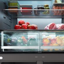 Bolero CoolMarket 4D 503 Black Glass D Frigorífico 4 Puertas Cristal Negro, 503 Litros, 177.5x85.3x69.8cm, Clase D, Compresor Inverter, Interior Gris, MetalFlexCooling, Cajón Temperatura Variable 0ºC a 7ºC, Cajón Regulación Humedad, Display a Color, NoFrost, MultiAirFlow, FastCooling, FastFreezing, Alarma, Modo ECO, Luz LED