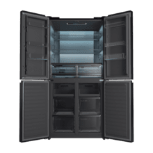 Bolero CoolMarket 4D 503 Black Glass D Frigorífico 4 Puertas Cristal Negro, 503 Litros, 177.5x85.3x69.8cm, Clase D, Compresor Inverter, Interior Gris, MetalFlexCooling, Cajón Temperatura Variable 0ºC a 7ºC, Cajón Regulación Humedad, Display a Color, NoFrost, MultiAirFlow, FastCooling, FastFreezing, Alarma, Modo ECO, Luz LED