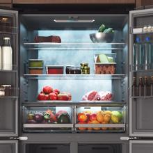 Bolero CoolMarket 4D 503 Black Glass D Frigorífico 4 Puertas Cristal Negro, 503 Litros, 177.5x85.3x69.8cm, Clase D, Compresor Inverter, Interior Gris, MetalFlexCooling, Cajón Temperatura Variable 0ºC a 7ºC, Cajón Regulación Humedad, Display a Color, NoFrost, MultiAirFlow, FastCooling, FastFreezing, Alarma, Modo ECO, Luz LED