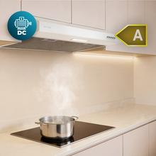 Bolero Flux CM 602100 White A Konventionelle Dunstabzugshaube, 60 cm breit, Oberfläche weiß lackiert, BLDC-Motor, Energieeffizienzklasse A, 228 m³/h, LED-Beleuchtung und Aluminiumfilter.