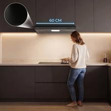 Bolero Flux CM 602100 Black A Konventionelle Dunstabzugshaube, 60 cm breit, schwarz lackiert, DC-Motor, Energieeffizienzklasse A, 210 m³/h, LED-Licht und Aluminiumfilter.