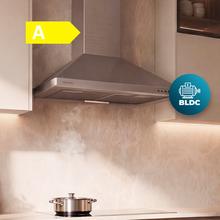 Bolero Flux PM 604000 Inox A, 60 cm de largura, acabamento em aço inoxidável, Motor BLDC, Eficiência energética Classe A, 382,5 m³/h, Luz LED e Filtros de Carbono Incluídos