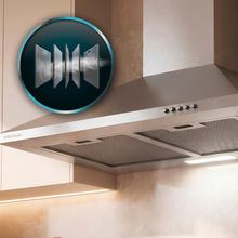 Bolero Flux PM 604000 Inox A, 60 cm de largura, acabamento em aço inoxidável, Motor BLDC, Eficiência energética Classe A, 382,5 m³/h, Luz LED e Filtros de Carbono Incluídos